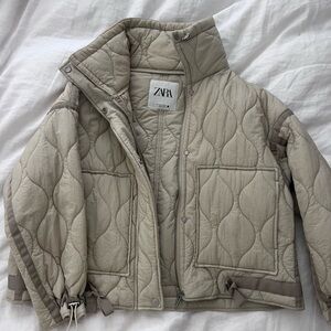 Zara Light Green Quilted Jacket